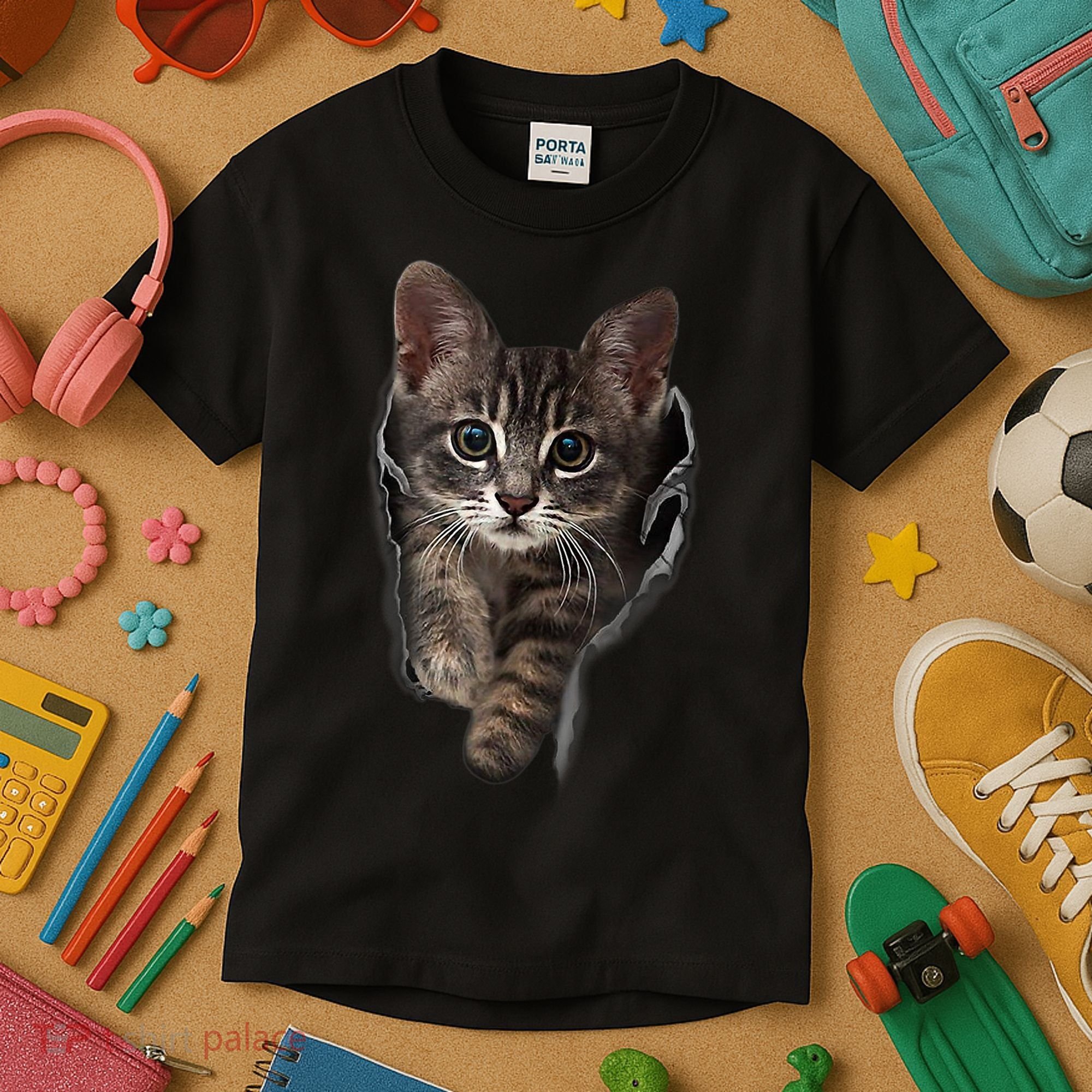 Brown Kitten Staring Cute TShirt Cats Gift Kids T-Shirt