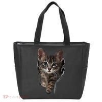 Brown Kitten Staring Cute TShirt Cats Gift Tote Bag thumb 0
