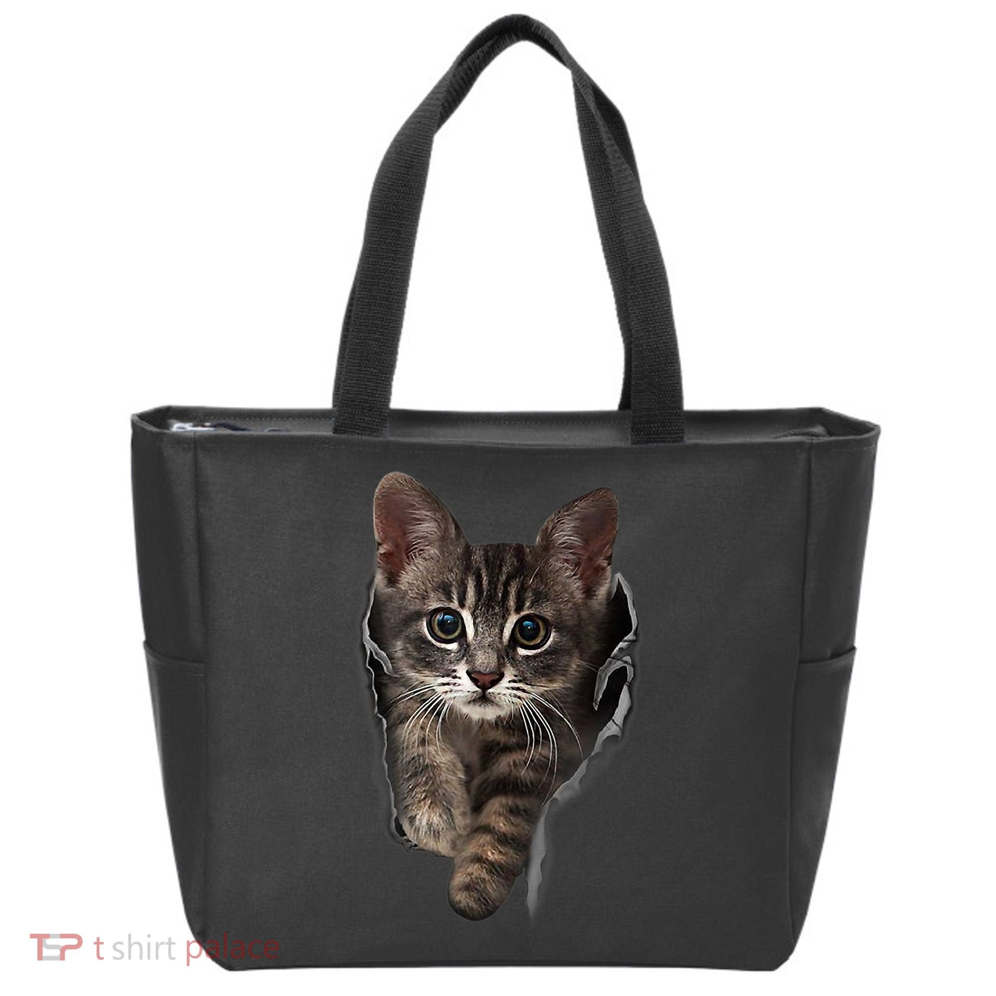 Brown Kitten Staring Cute TShirt Cats Gift Tote Bag