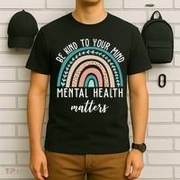 Be Kind To Your Mind Mental Health Matters Rainbow T-Shirt thumb 6