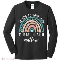 Be Kind To Your Mind Mental Health Matters Rainbow Kids Long Sleeve Shirt thumb 0