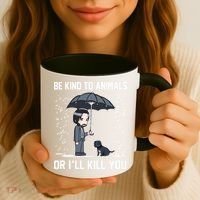 Be Kind To Animals Or I Will Kill You Coffee Mug thumb 3