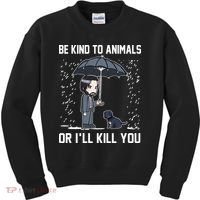 Be Kind To Animals Or I Will Kill You Kids Sweatshirt thumb 0