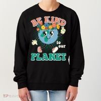 Be Kind To Our Planet Cute Retro Hippie Earth Women's Sweatshirt thumb 0