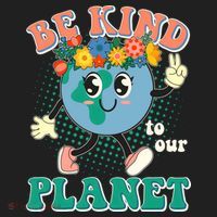 Be Kind To Our Planet Cute Retro Hippie Earth Women's Sweatshirt thumb 2