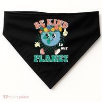 Be Kind To Our Planet Cute Retro Hippie Earth USA-Made Doggie Bandana thumb 0