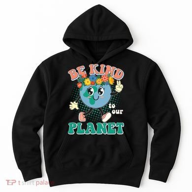 Be Kind To Our Planet Cute Retro Hippie Earth Hoodie