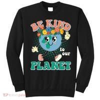 Be Kind To Our Planet Cute Retro Hippie Earth Sweatshirt thumb 0