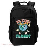 Be Kind To Our Planet Cute Retro Hippie Earth Backpack thumb 0