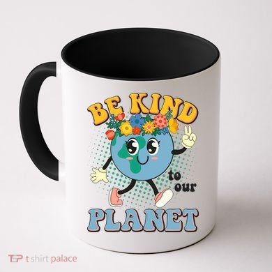 Be Kind To Our Planet Cute Retro Hippie Earth Coffee Mug