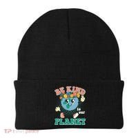 Be Kind To Our Planet Cute Retro Hippie Earth Beanie thumb 0