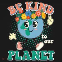 Be Kind To Our Planet Cute Retro Hippie Earth Women's Hoodie thumb 2