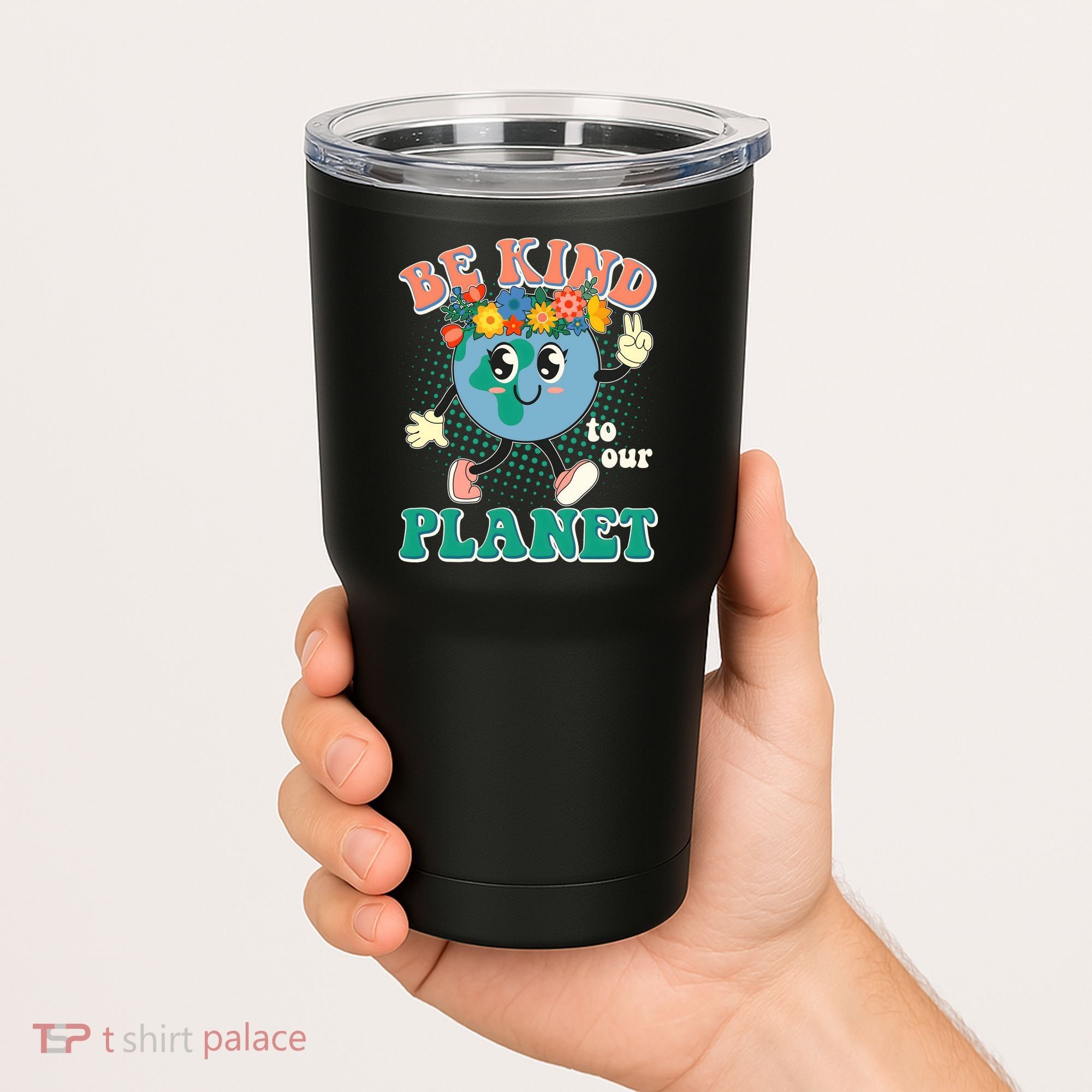 Be Kind To Our Planet Cute Retro Hippie Earth Tumbler