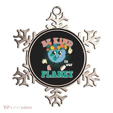 Be Kind To Our Planet Cute Retro Hippie Earth Ornament