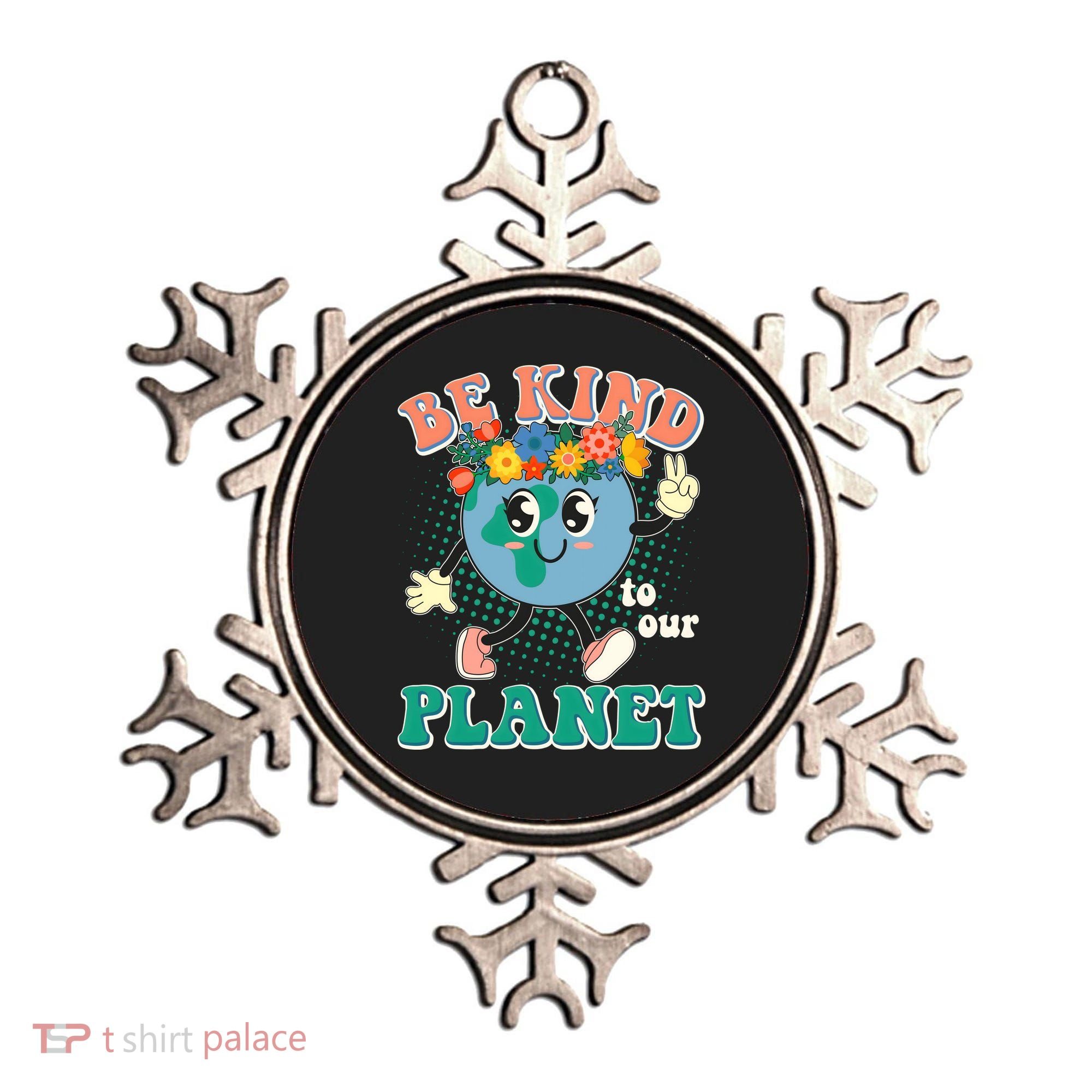 Be Kind To Our Planet Cute Retro Hippie Earth Ornament