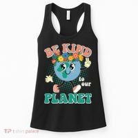 Be Kind To Our Planet Cute Retro Hippie Earth Women's Tank Top thumb 0