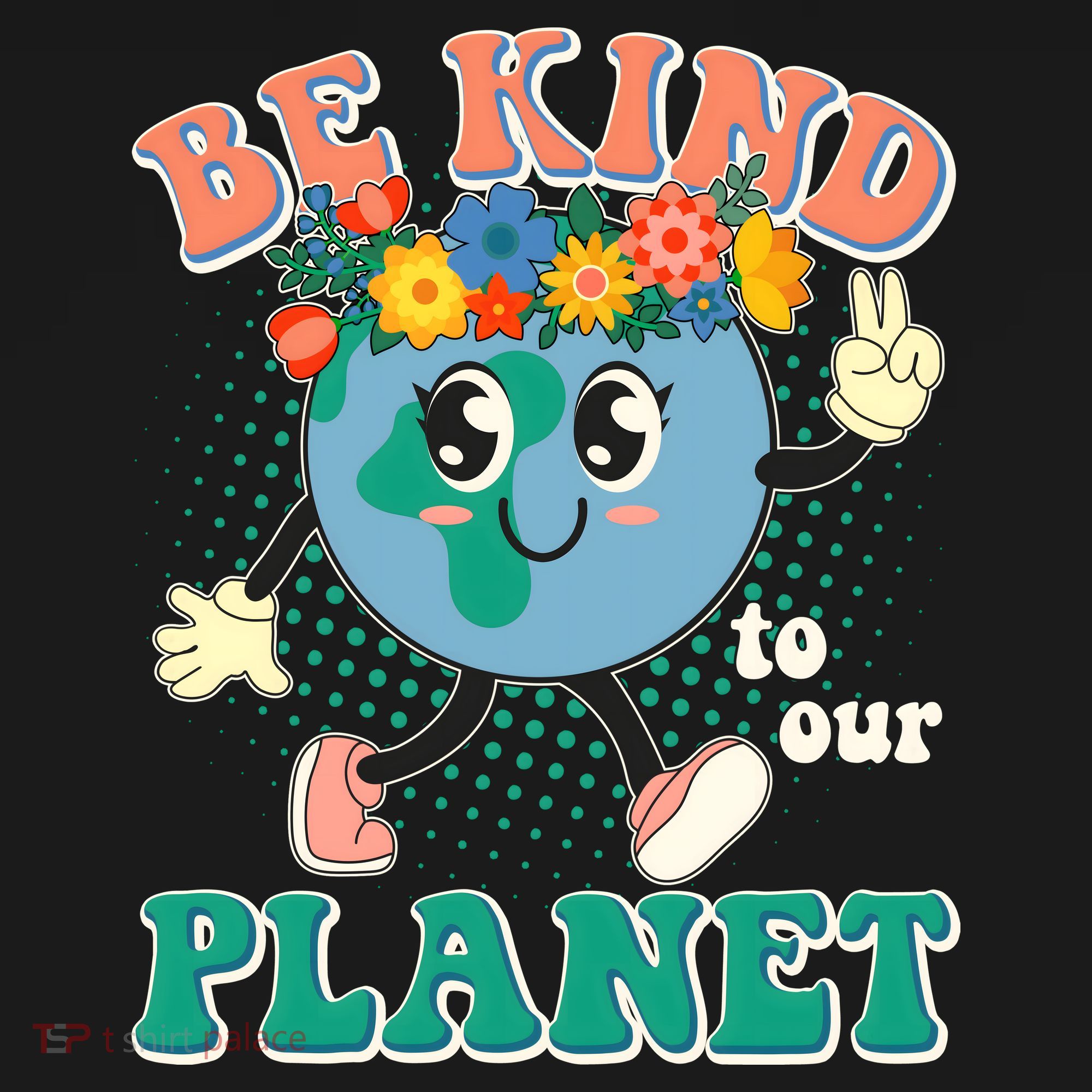 Be Kind To Our Planet Cute Retro Hippie Earth Women's Tank Top