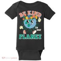 Be Kind To Our Planet Cute Retro Hippie Earth Baby Bodysuit thumb 0