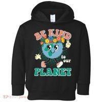 Be Kind To Our Planet Cute Retro Hippie Earth Toddler Hoodie thumb 0