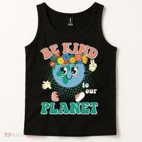 Be Kind To Our Planet Cute Retro Hippie Earth Tank Top thumb 2