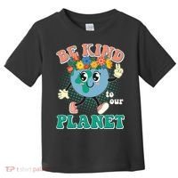 Be Kind To Our Planet Cute Retro Hippie Earth Toddler T-Shirt thumb 0