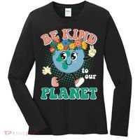 Be Kind To Our Planet Cute Retro Hippie Earth Women's Long Sleeve Shirt thumb 0