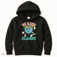 Be Kind To Our Planet Cute Retro Hippie Earth Kids Hoodie thumb 0