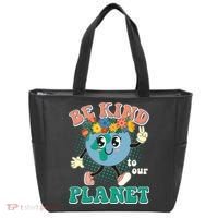 Be Kind To Our Planet Cute Retro Hippie Earth Tote Bag thumb 0
