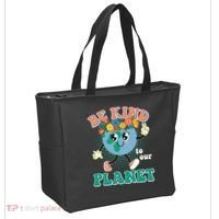 Be Kind To Our Planet Cute Retro Hippie Earth Tote Bag thumb 2