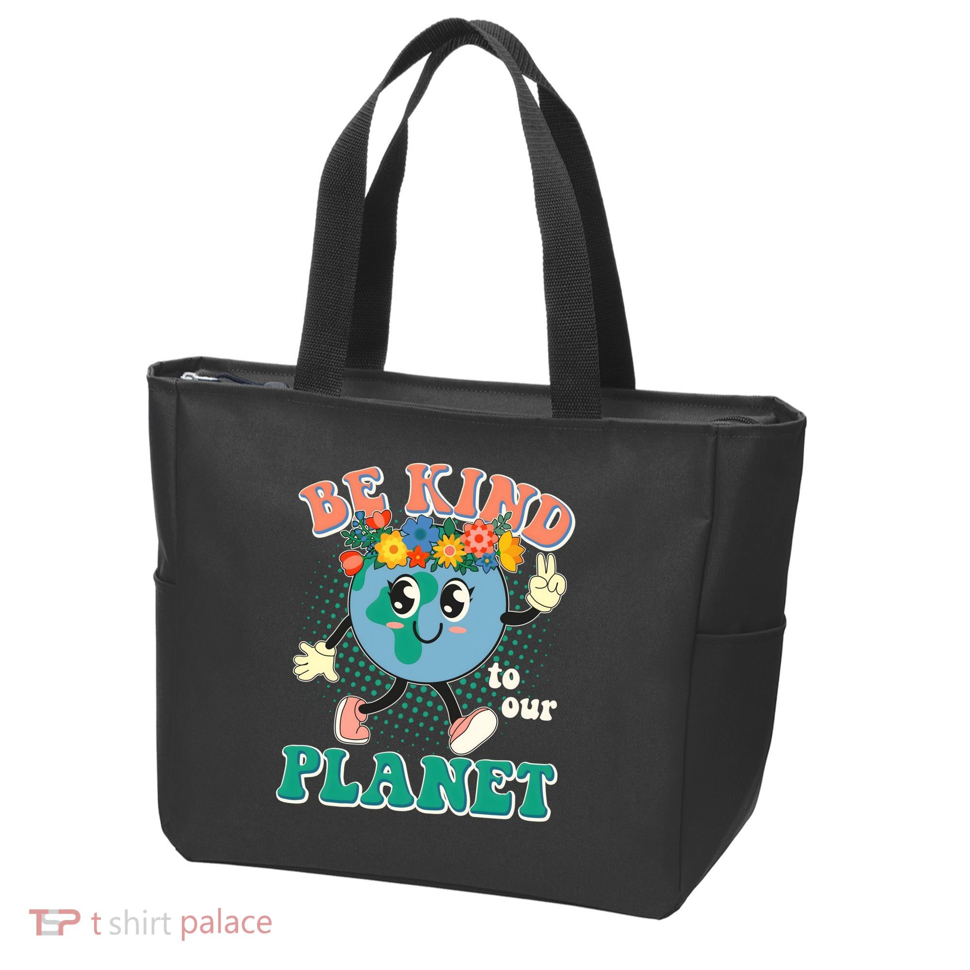 Be Kind To Our Planet Cute Retro Hippie Earth Tote Bag