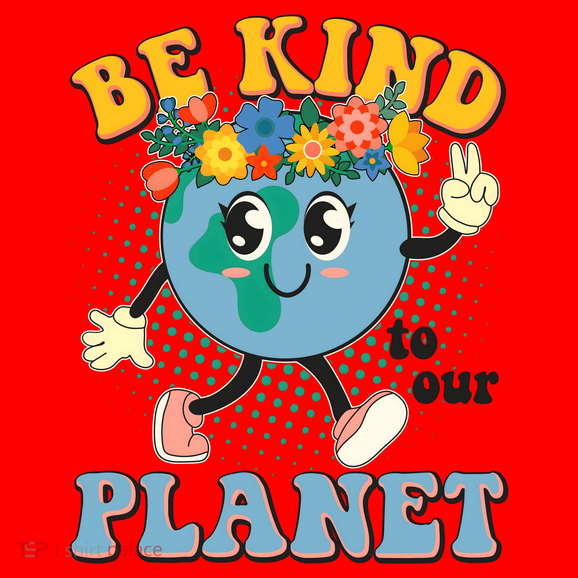 Be Kind To Our Planet Cute Retro Hippie Earth Santa Hat