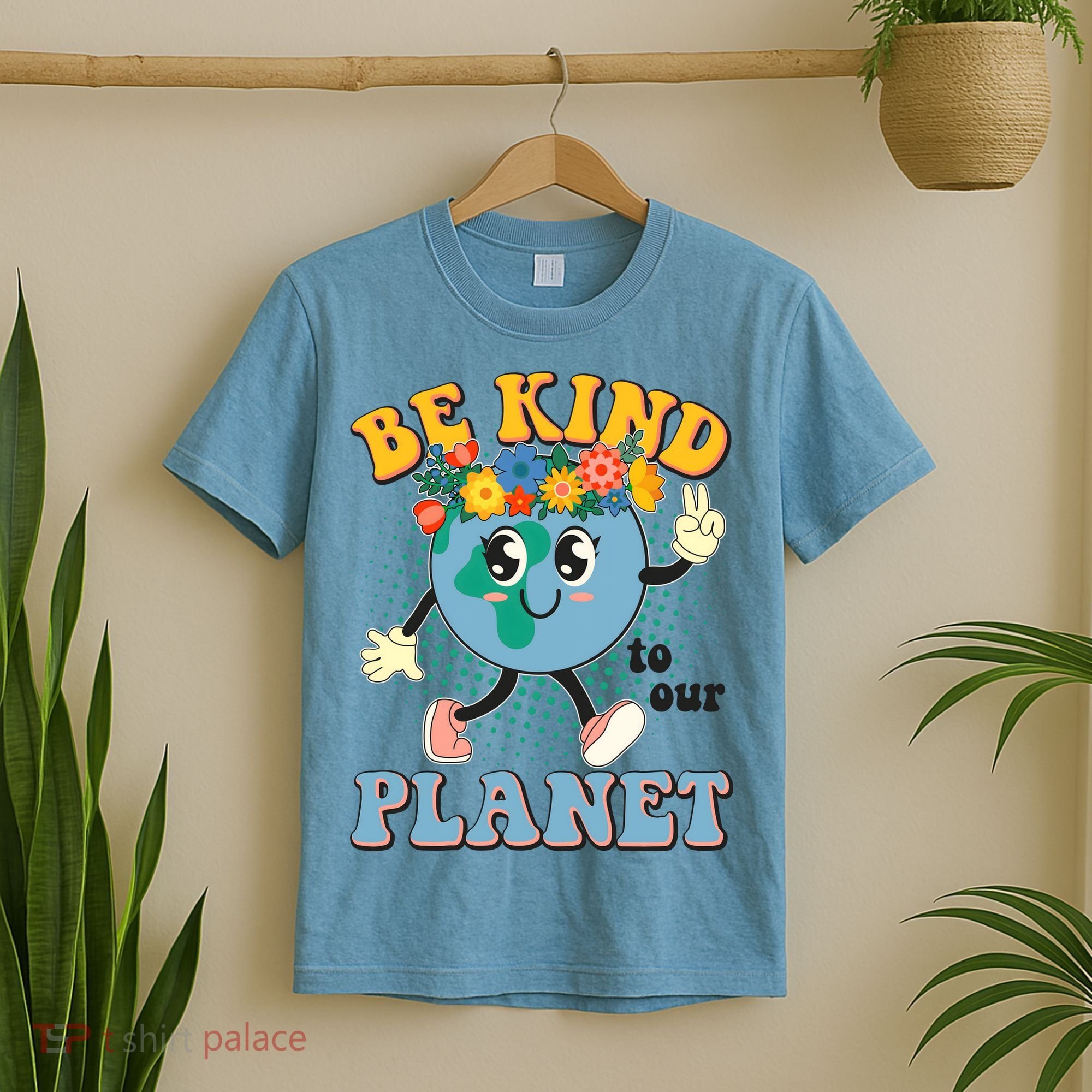 Be Kind To Our Planet Cute Retro Hippie Earth T-Shirt
