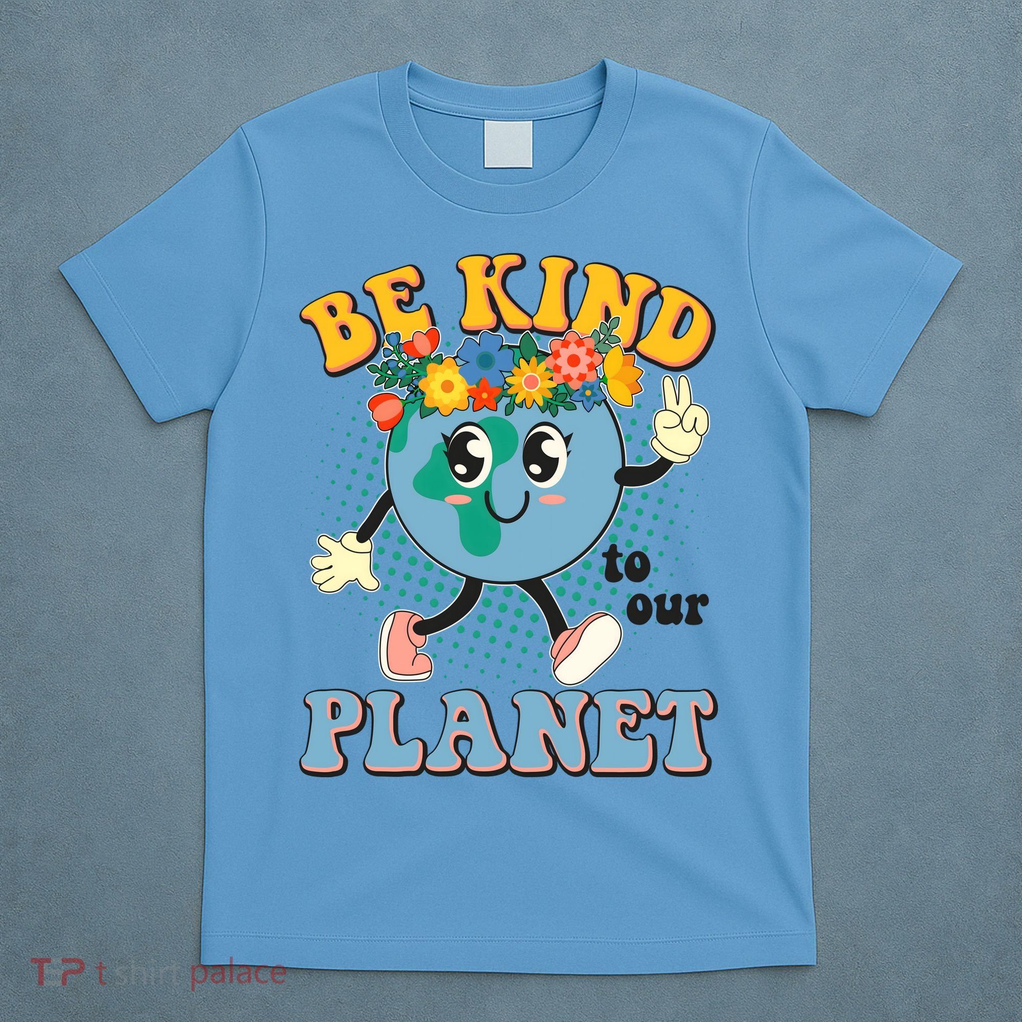 Be Kind To Our Planet Cute Retro Hippie Earth T-Shirt
