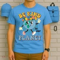 Be Kind To Our Planet Cute Retro Hippie Earth T-Shirt thumb 5