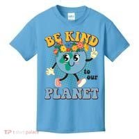 Be Kind To Our Planet Cute Retro Hippie Earth Kids T-Shirt thumb 0