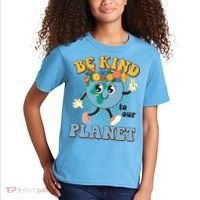 Be Kind To Our Planet Cute Retro Hippie Earth Kids T-Shirt thumb 2