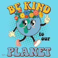 Be Kind To Our Planet Cute Retro Hippie Earth Kids T-Shirt thumb 4
