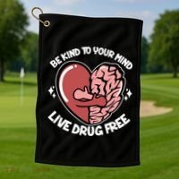 Be Kind To Your Mind Live Drug Free Golf Towel thumb 1
