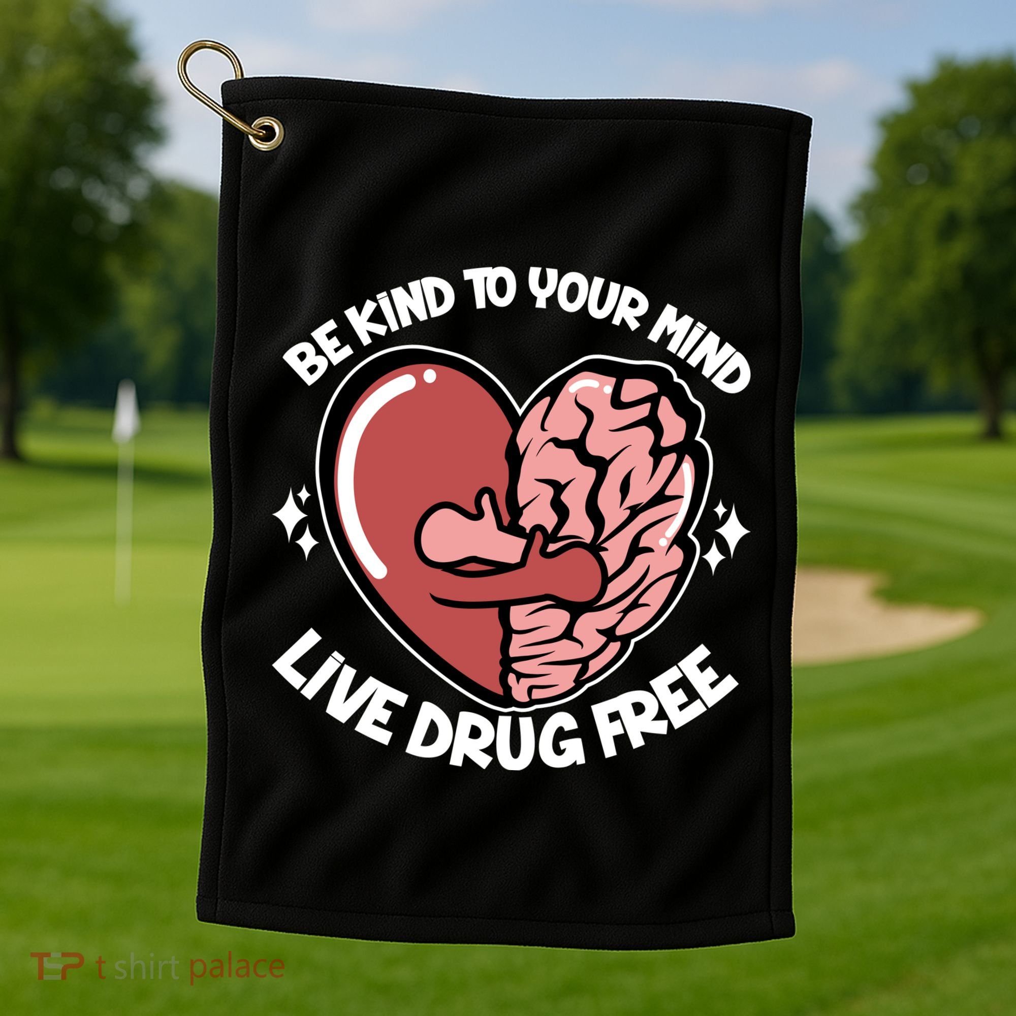 Be Kind To Your Mind Live Drug Free Golf Towel