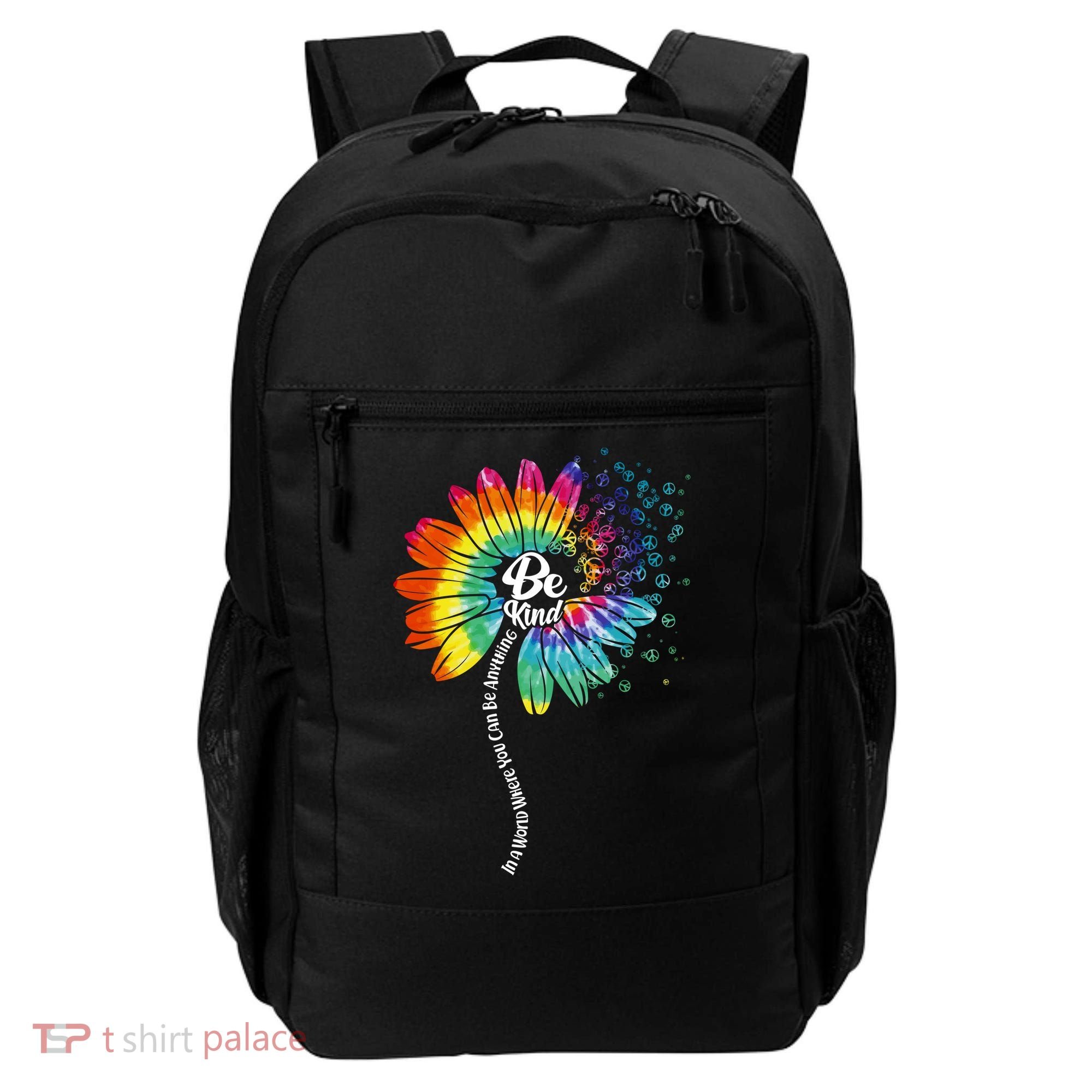 Be Kind Tie Dye Peace Flower Backpack
