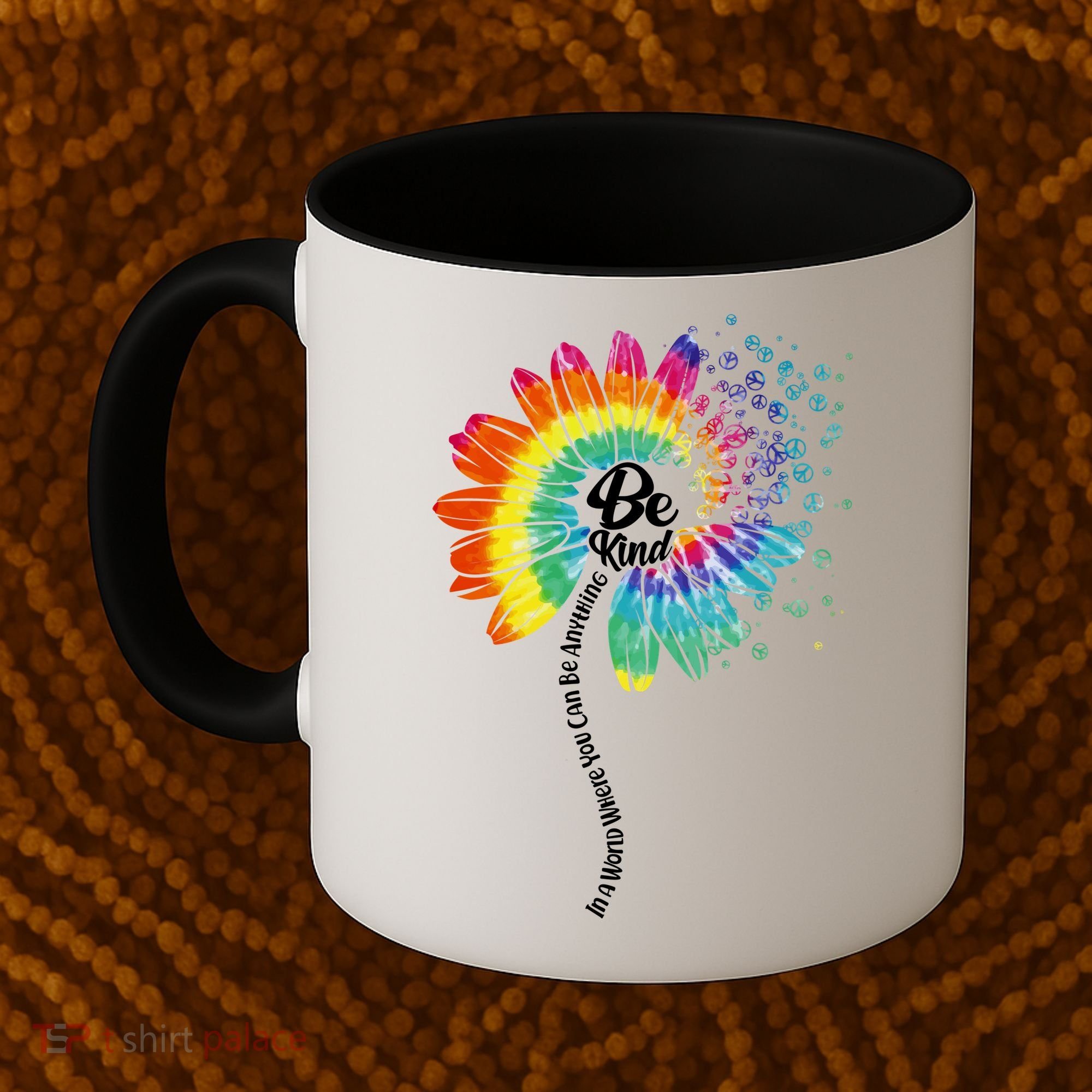 Be Kind Tie Dye Peace Flower Coffee Mug