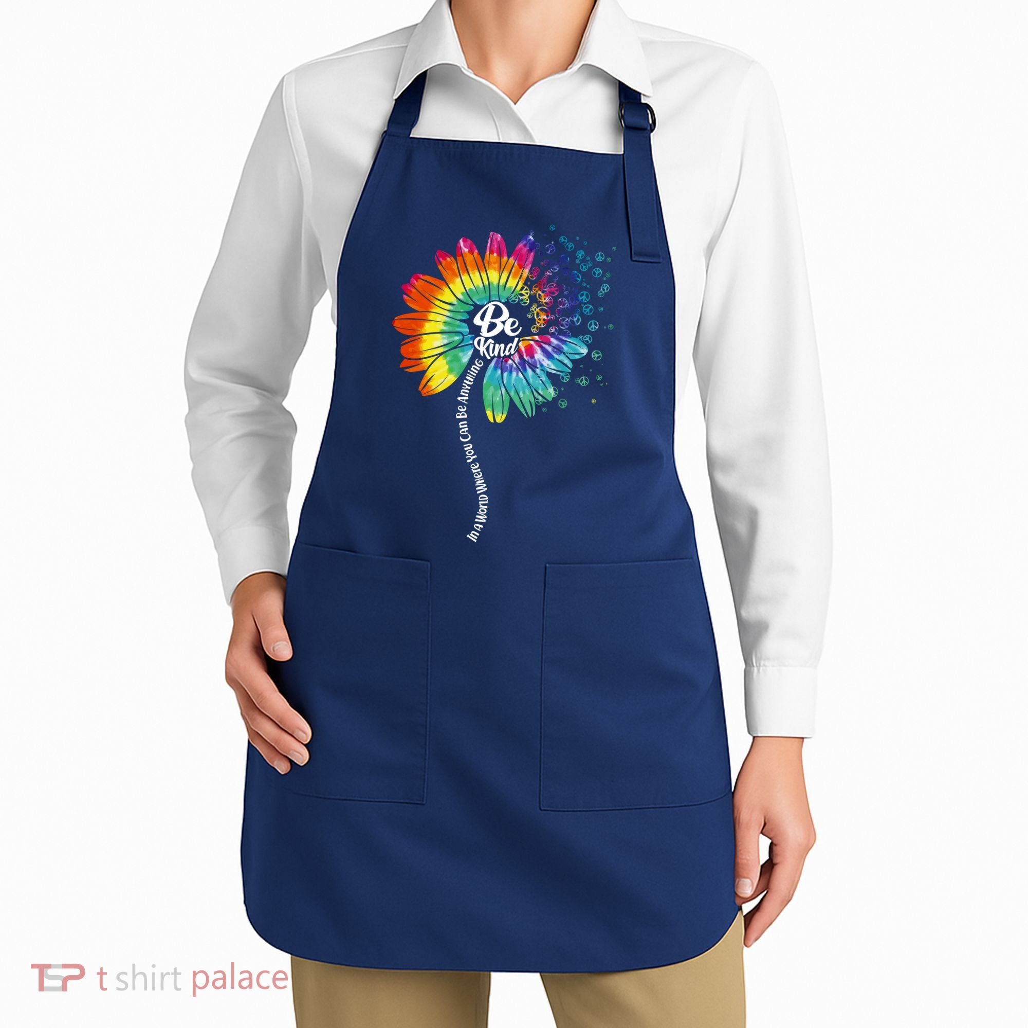 Be Kind Tie Dye Peace Flower Apron