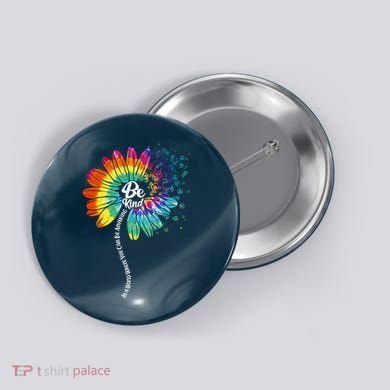 Be Kind Tie Dye Peace Flower Button