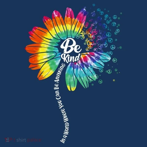 Be Kind Tie Dye Peace Flower Bucket Hat