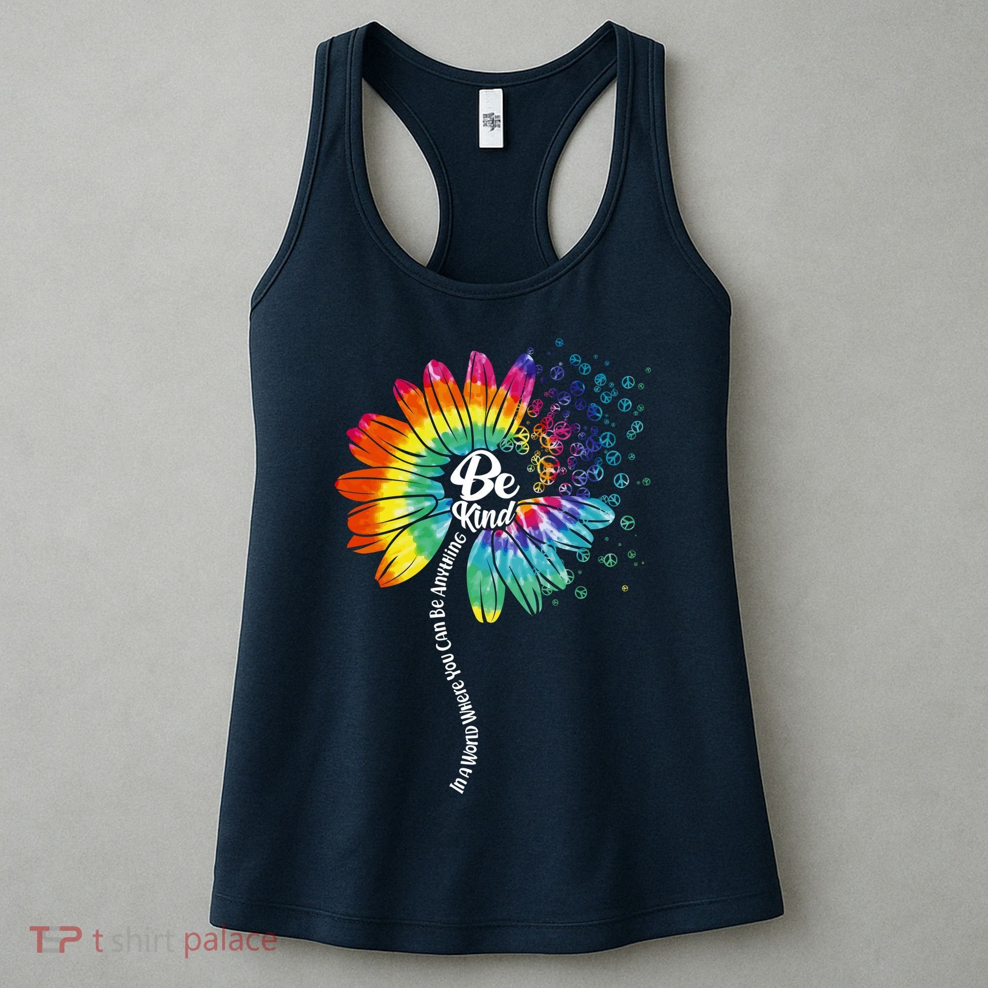 Be Kind Tie Dye Peace Flower Women's Tank Top