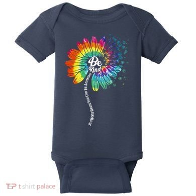 Be Kind Tie Dye Peace Flower Baby Bodysuit