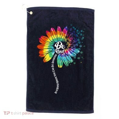 Be Kind Tie Dye Peace Flower Golf Towel