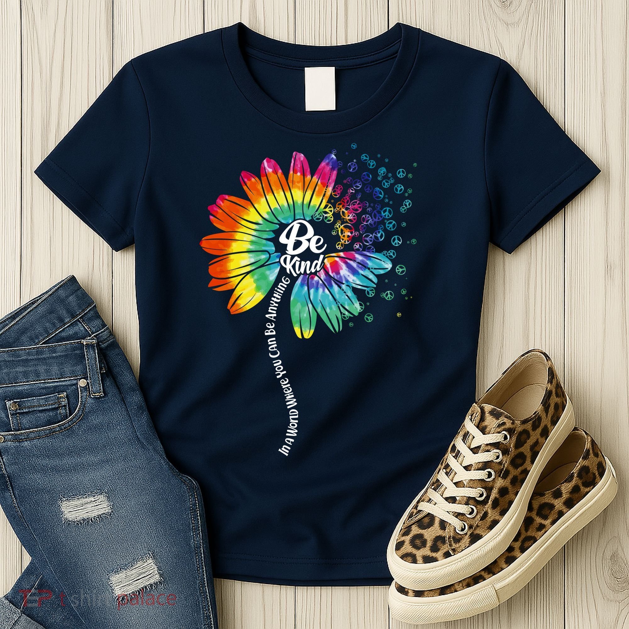 Be Kind Tie Dye Peace Flower Women's T-Shirt
