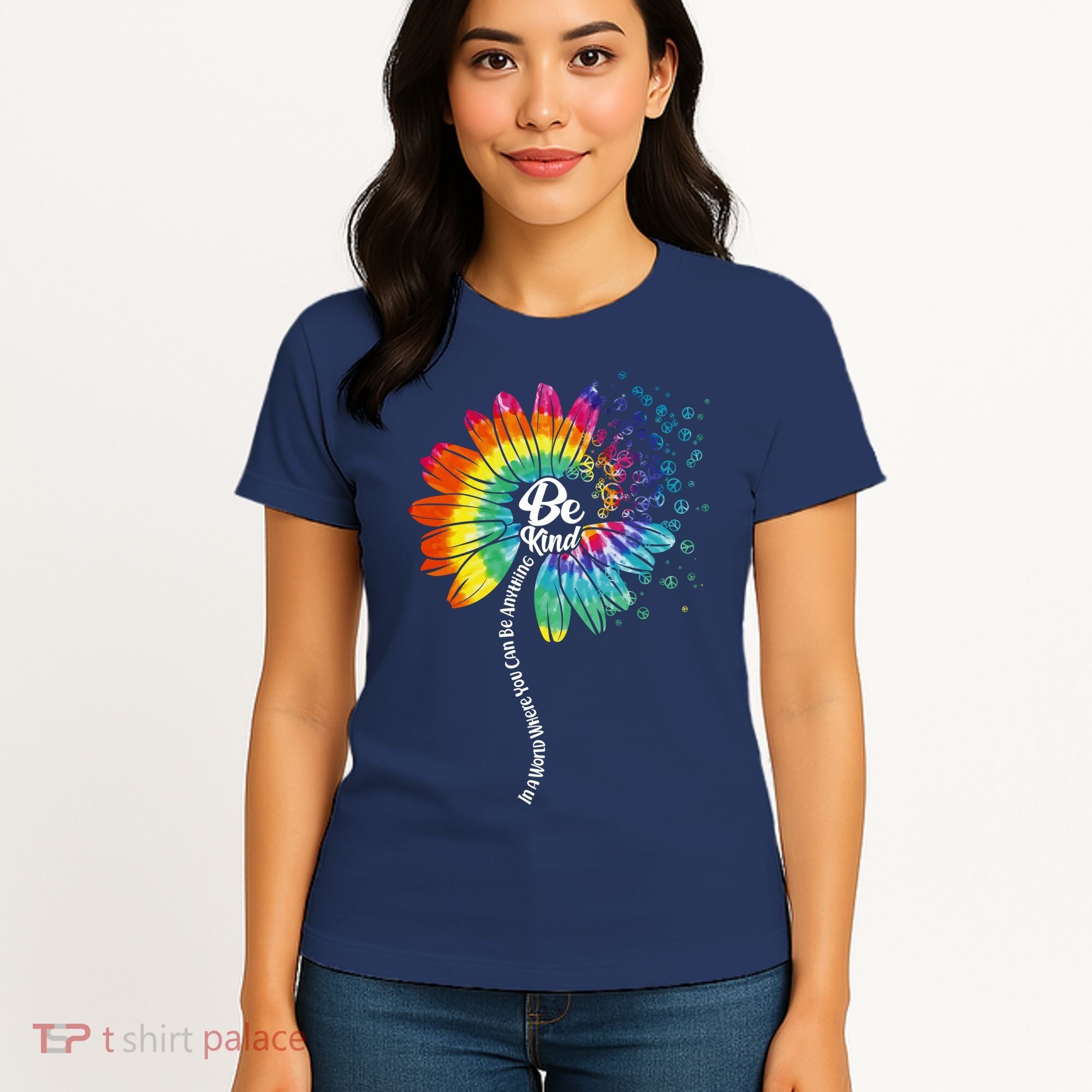 Be Kind Tie Dye Peace Flower Women's T-Shirt
