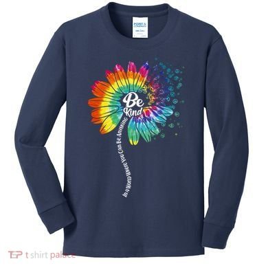 Be Kind Tie Dye Peace Flower Kids Long Sleeve Shirt